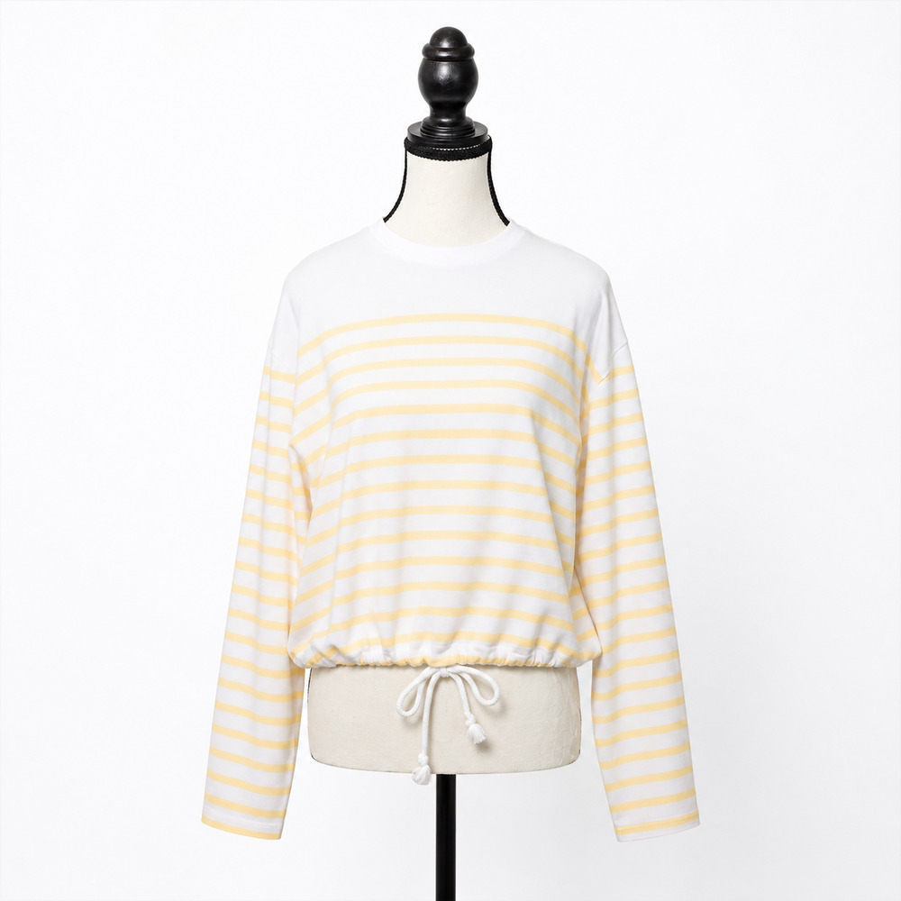 Madewell The Perfect Tie Waist Tee in Allday Jersey Womens XS Yellow White NWT